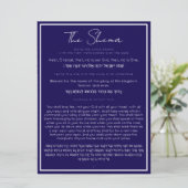 Het Shema Joodse Gebed Marine Blauw Engels Hebreeu (Staand voorkant)