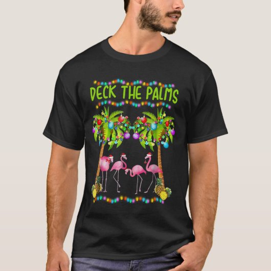 Het shirt Palms Merry Flamingo Kerstmis T decanter (Voorkant)