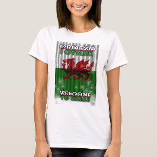 Het shirt van de vrouw, de heer Croeso I gymru