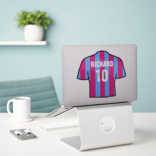 Het Shirt van het Football van de clausule & Blauw Sticker (Laptop op bureau)