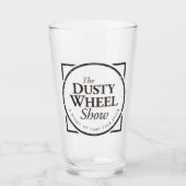 Het Show van de Dusty Wheel Podcast Logo Bar Glas (Voorkant)
