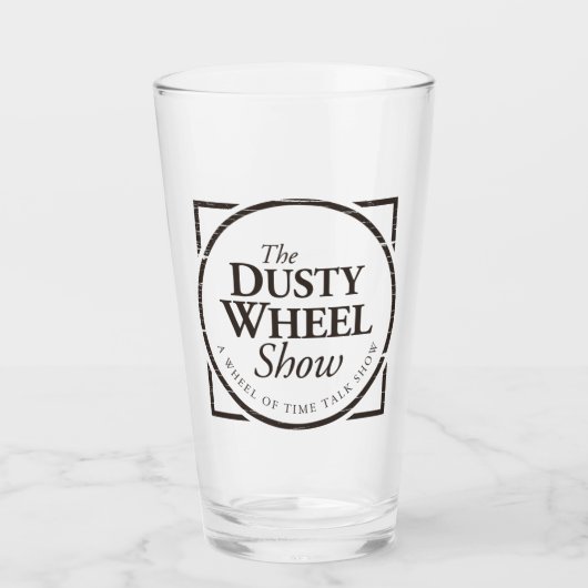 Het Show van de Dusty Wheel Podcast Logo Bar Glas (Voorkant)
