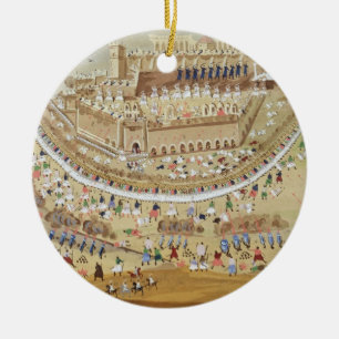 Het Siege van Athene in 1827, van de Pictorial Hi Keramisch Ornament