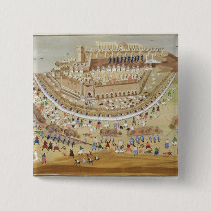 Het Siege van Athene in 1827, van de Pictorial Hi Vierkante Button 5,1 Cm