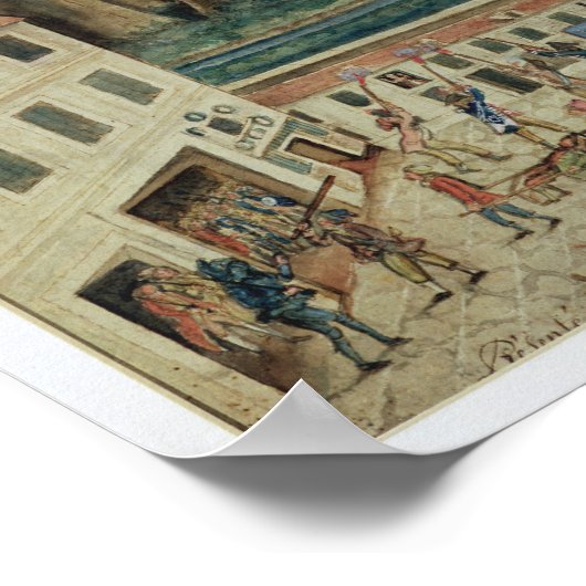 Het Siege van de Bastille, 1789 Poster (Hoek)