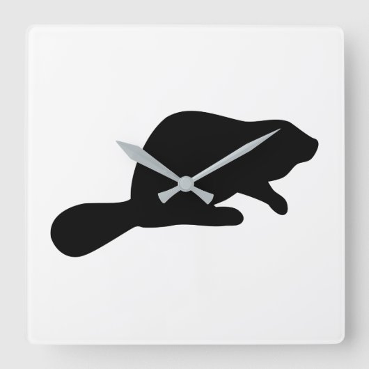 Het Silhouet van de bever Vierkante Klok (Voorkant)
