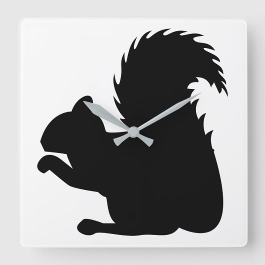 Het Silhouet van de eekhoorn Vierkante Klok (Voorkant)