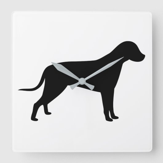 Het Silhouet van de hond Vierkante Klok (Voorkant)