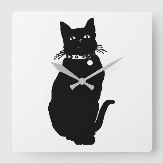 Het Silhouet van de kat Vierkante Klok (Voorkant)