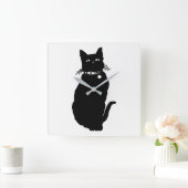 Het Silhouet van de kat Vierkante Klok (Huis)