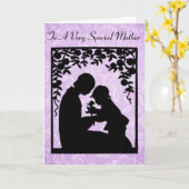 Het Silhouet van de Moeder en van het Kind van de Kaart (Gele Bloem)