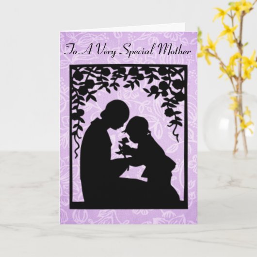 Het Silhouet van de Moeder en van het Kind van de Kaart (Gele Bloem)