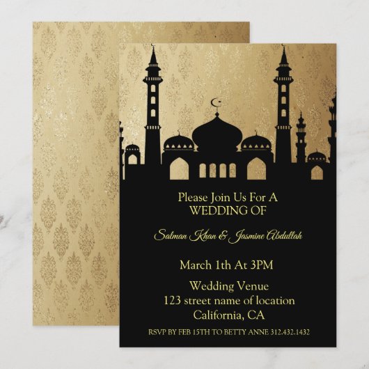 Het silhouet van de moskee bruiloft uitnodiging (Voorkant / Achterkant)
