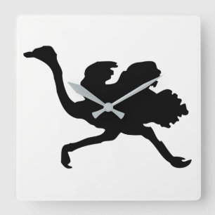 Het Silhouet van de struisvogel Vierkante Klok