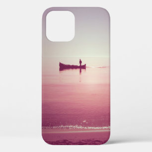 Het silhouet van de visser met boot in het zee v Case-Mate iPhone case