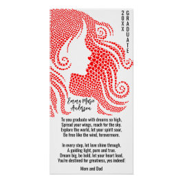 Het Silhouet van de vrouw in Rode Harten Afstudere Perfect Poster