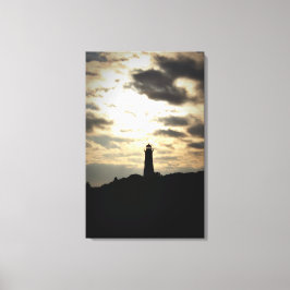 Het Silhouet van de vuurtoren Canvas Afdruk