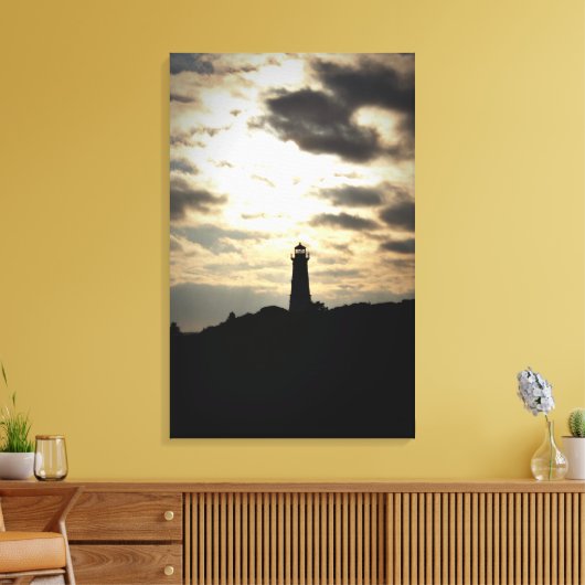 Het Silhouet van de vuurtoren Canvas Afdruk (Insitu (Woonkamer))