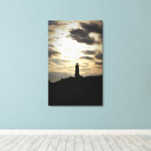 Het Silhouet van de vuurtoren Canvas Afdruk (Insitu (Houten vloer))
