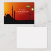 Het Silhouet van een moskee-bedankt-kaart Notitiekaartje (Voorkant / Achterkant)