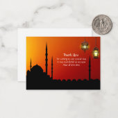 Het Silhouet van een moskee-bedankt-kaart Notitiekaartje (Voorkant / Achterkant in situ)