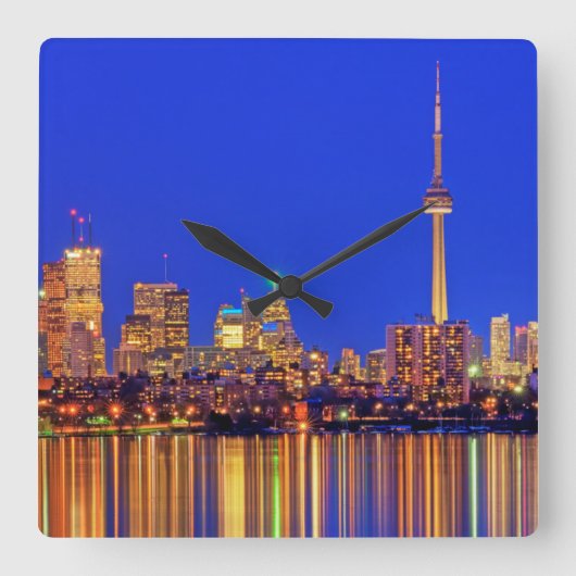 Het silhouet van het centrum van Toronto 's nachts Vierkante Klok (Voorkant)