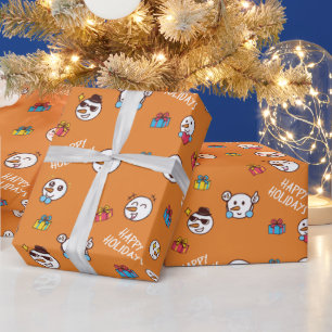 Het Sinaasappel van de Sneeuwman van Kerstmis Cadeaupapier
