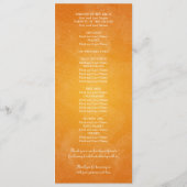 Het Sinaasappel van het huwelijk van Elegant Roman Programmakaart (Achterkant)
