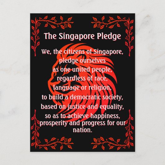 Het Singapore Pledge National Day Briefkaart (Voorkant)