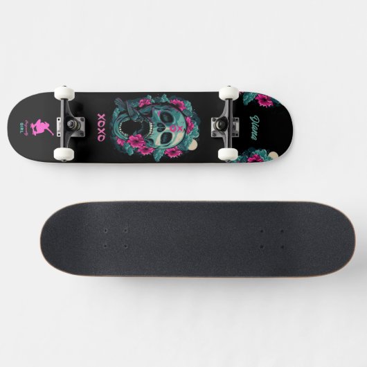 Het skateboard "Originally Girl" met Skull (Horizontaal)