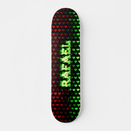 Het skateboard van Rafael heeft een groen vuur en  (Voorkant)