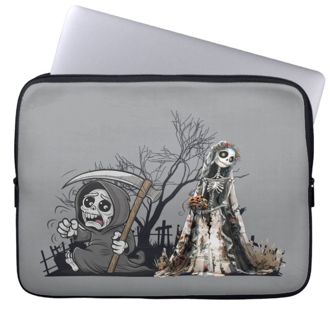 Het skelet en de lijkbrug. laptop sleeve (Voorkant)