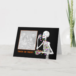 Het Skelet van Halloween behandelt (fotolijst) Kaart