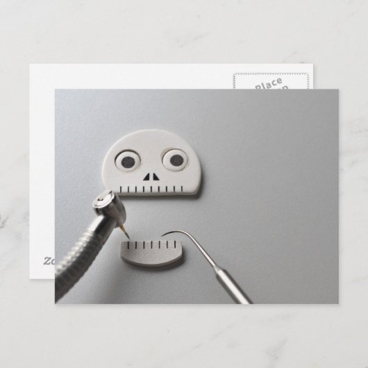 Het skelet waarvoor een tandheelkundige behandelin briefkaart (Voorkant / Achterkant)