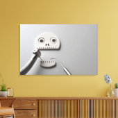 Het skelet waarvoor een tandheelkundige behandelin canvas afdruk (Insitu (Woonkamer))