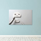 Het skelet waarvoor een tandheelkundige behandelin canvas afdruk (Insitu (Houten vloer))