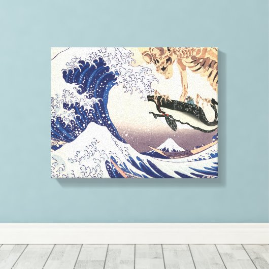 Het skeletspatroon in de Grote Golf Canvas Afdruk (Insitu (Houten vloer))