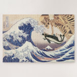 Het skeletspatroon in de Grote Golf Legpuzzel<br><div class="desc">Unieke collages van The Great Wave door Katsushika Hokusai (1760-1849) en The Skeleton Specter by Utagawa Kuniyoshi (1798-1861).</div>