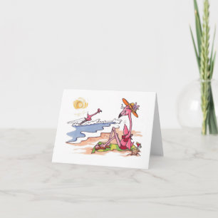 Het ski?en Flamingo Notecard Kaart