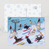 Het Ski?en Labradors van Kerstmis van de Pret van Feestdagenkaart (Voorkant / Achterkant)