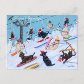 Het Ski?en Labradors van Kerstmis van de Pret van Feestdagenkaart (Voorkant)