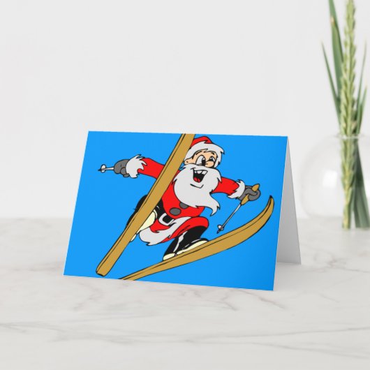 Het Ski?en van de Skiërs van de Kerstman de T - Feestdagen Kaart (Voorkant)