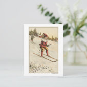 Het Ski?en van GreetingSanta van Kerstmis Feestdagenkaart (Staand voorkant)
