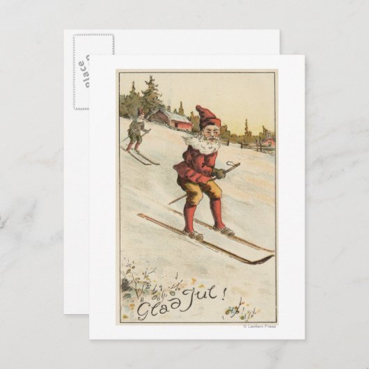Het Ski?en van GreetingSanta van Kerstmis Feestdagenkaart (Voorkant / Achterkant)