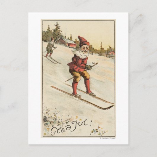 Het Ski?en van GreetingSanta van Kerstmis Feestdagenkaart (Voorkant)