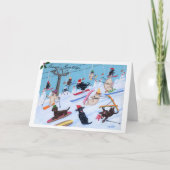 Het Ski?en van Kerstmis van de Pret van de winter Feestdagen Kaart (Voorkant)