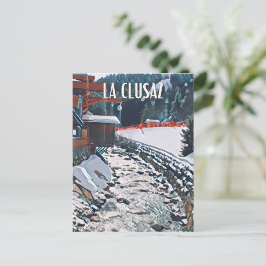 Het skigebied Clusaz Briefkaart (Staand voorkant)