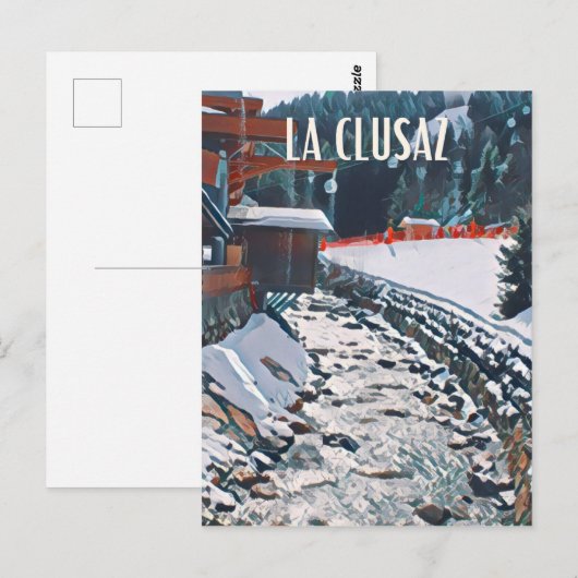 Het skigebied Clusaz Briefkaart (Voorkant / Achterkant)