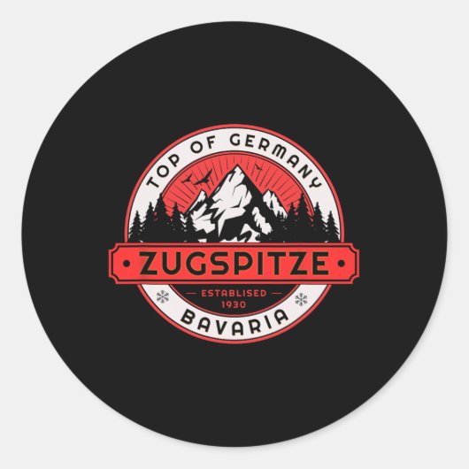 Het skigebied Zugspitze Ronde Sticker (Voorkant)