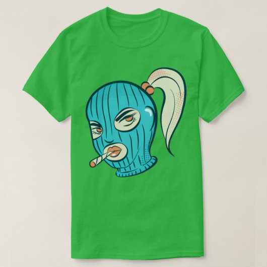 Het skimaskermeisje roken t-shirt (Design voorkant)